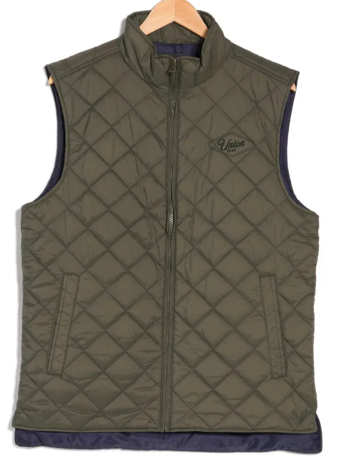 Green Diamond Bear Puffer Vest - Forest Green