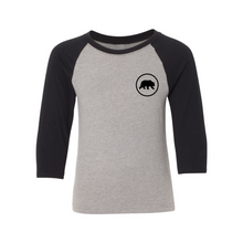 Load image into Gallery viewer, Youth Circle Bear 3/4 Sleeve - Grey/Black
